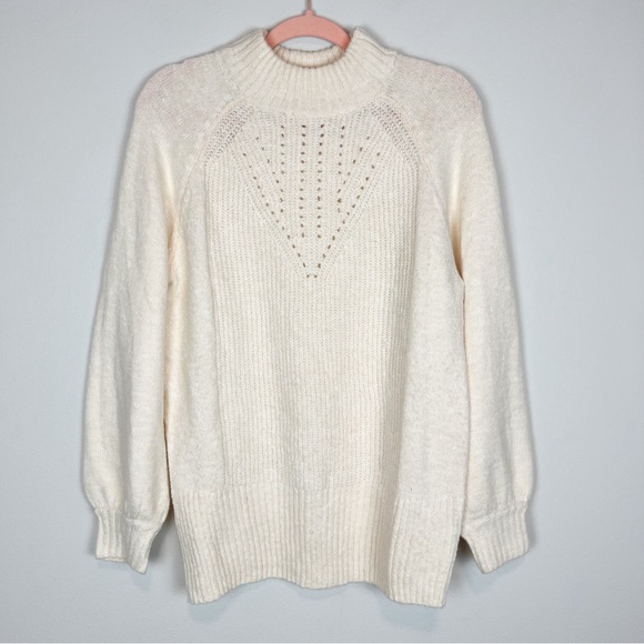 LC Lauren Conrad Cream Wool Blend‎ Mock Neck Sweater Size Small - Picture 1 of 7